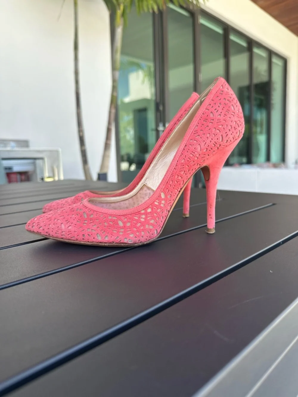 Casadei Coral Laser-Cut Pointed Toe Pumps